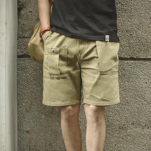 Vintage P37 Cotton Cargo Shorts – Adjustable Waist Military Style Summer Bottoms